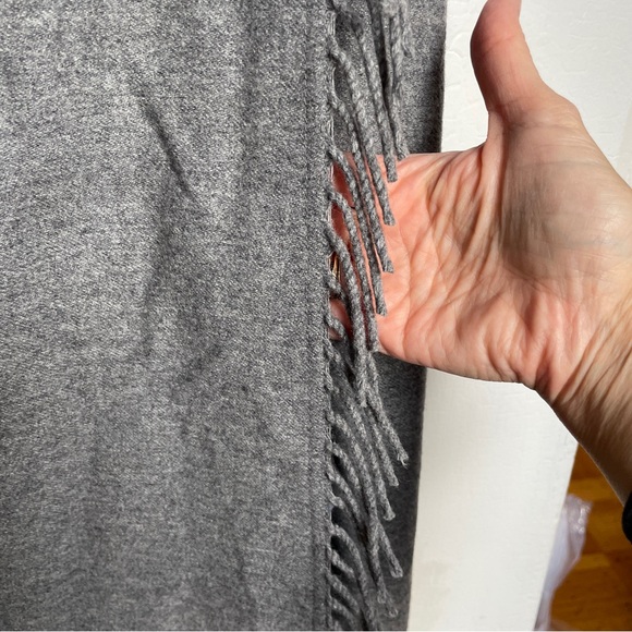 Liz Wear Gray Wool Fringe Wrap Maxi wrap Dress Sz 4 - Picture 3 of 11